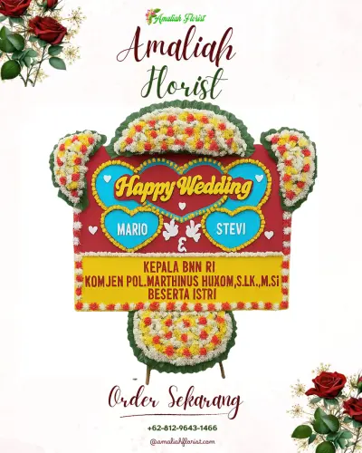 Karangan Papan Bunga Pernikahan di Rejo Sari